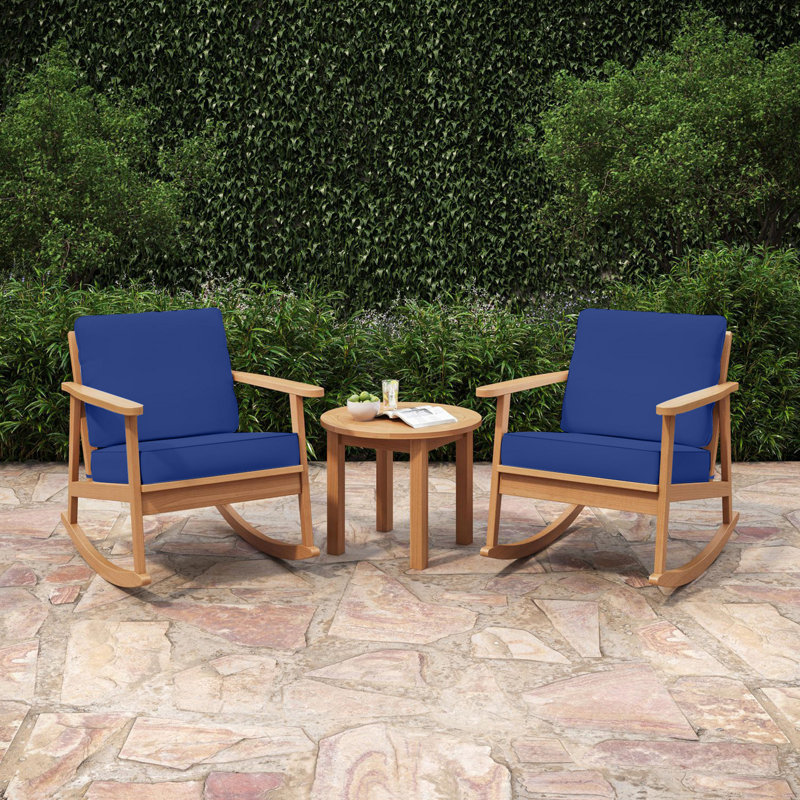 Outdoor Cushion Set (2-Pack) 18x18x4 Inch - Weather & UV Resistant, Fits Patio Lounge & Wicker Chairs, Royal Blue, Blue