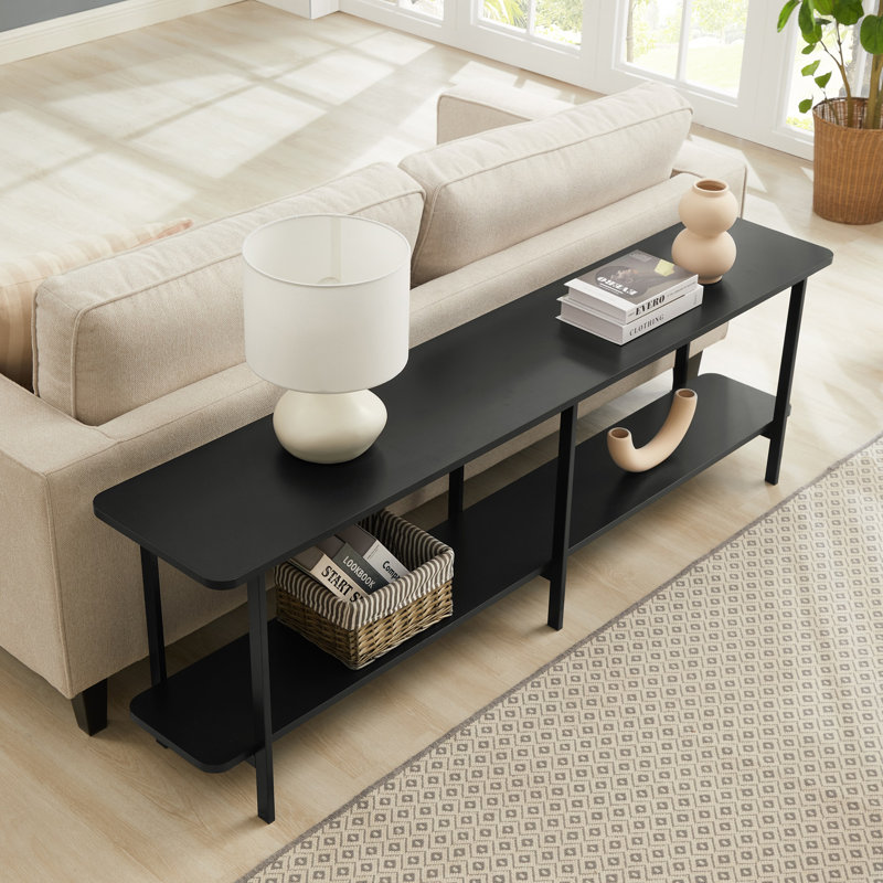 Console contemporaine 71 po avec 2 tablettes Celine, Noir