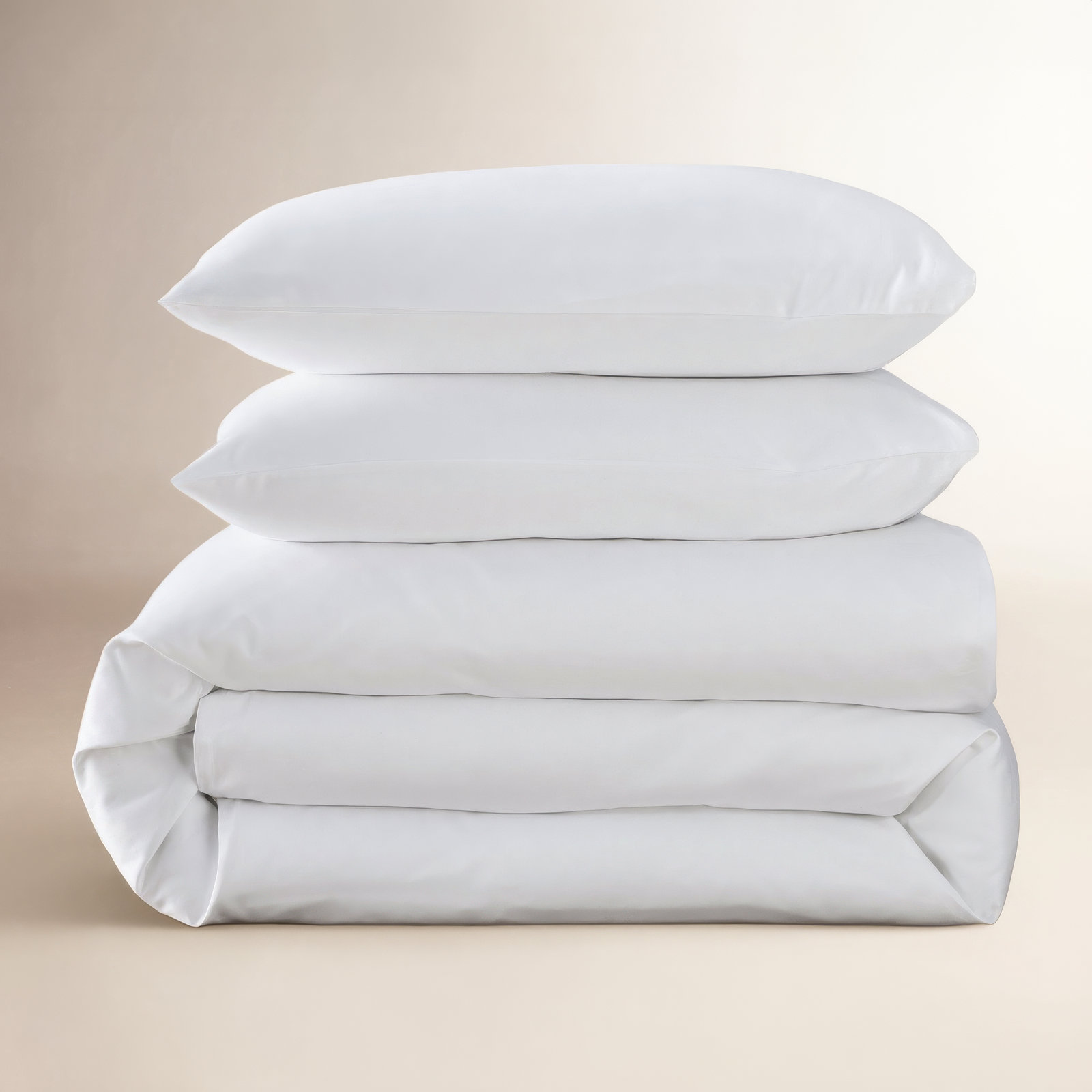 Danfield Cotton Sateen Duvet Cover Set, White, Full / Queen Duvet Cover + 2 Pillow Shams