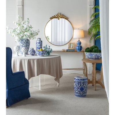 Grand miroir mural rond en métal doré, idéal pour le salon, décor de hall d'entrée, miroir de 36 po x 41 po avec élégance, décoratif
