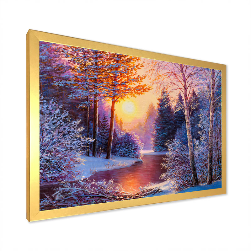 «Winter River», reproduction d'art sur toile, coucher de soleil sur la rivière Winter II, H 16 po x l 32 po x P 1 po