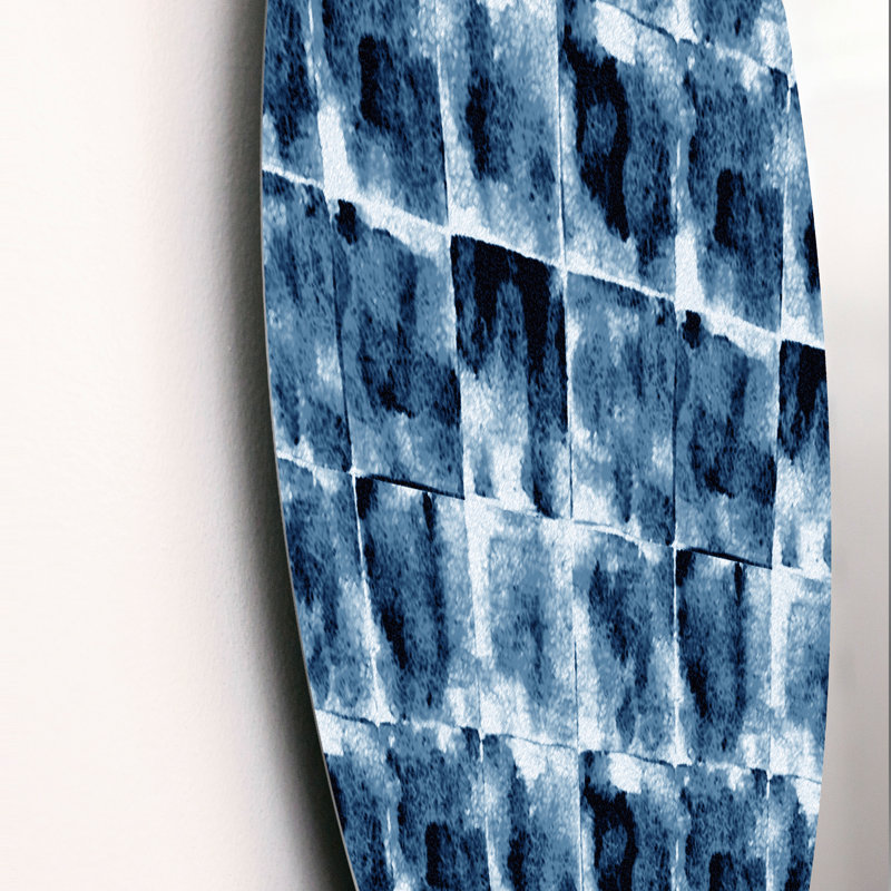Motif grunge noir et bleu foncé géométrique, H 36 po x l 36 po