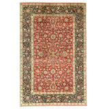 Hand Knotted Wool Oriental Area Rug in Red And Black