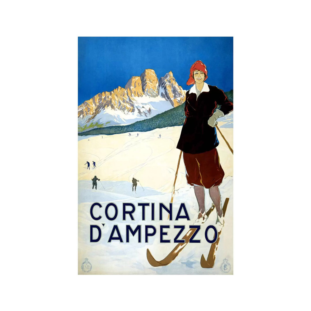 Cortina D'Ampezzo Advertising Vintage Poster by Unknown Artist - Wrapped Canvas Print