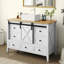 Meuble-lavabo 48 po avec lavabo en céramique, porte de grange coulissante et 7 tiroirs