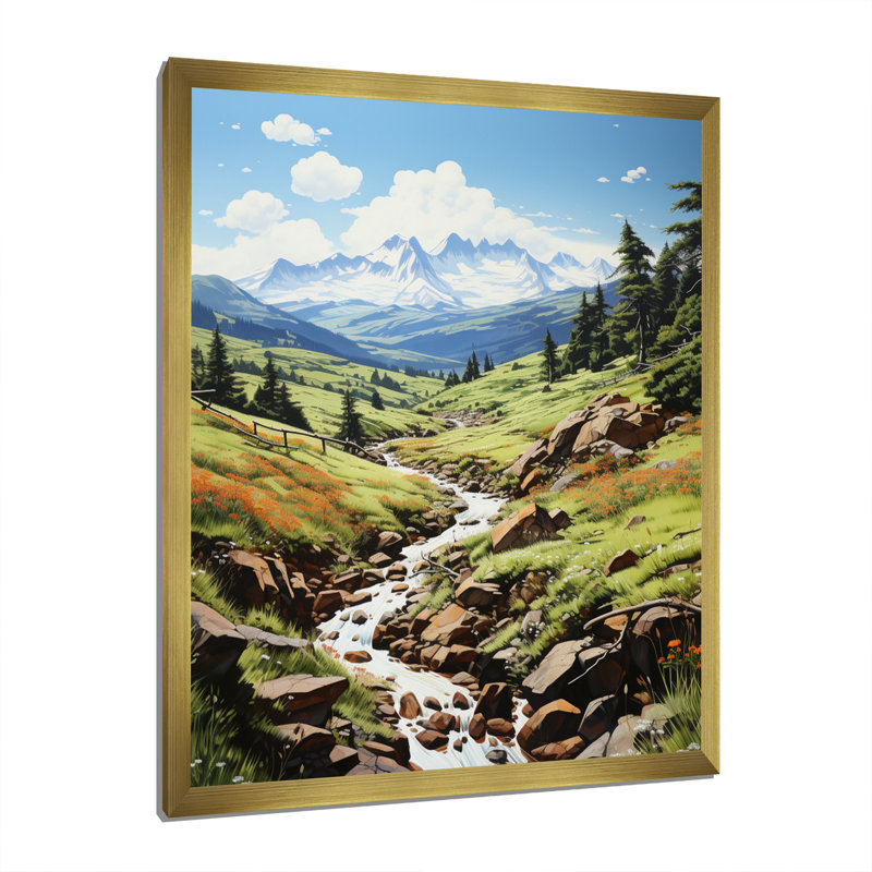Batsheva Green Mountains Summer Peaks Pastoral II, Cadre photo doré, H 20 po x l 12 po x P 1 po