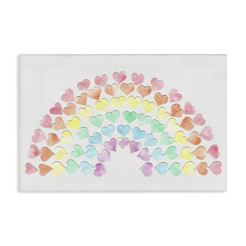 «Rainbow of Hearts», art mural sur toile par Connie Resch, H 16 po x l 24 po