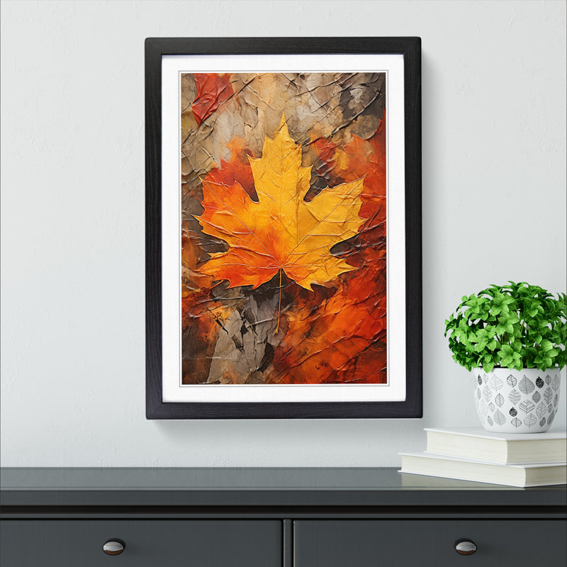 Leaf Expressionism No.3 - Single Picture Frame Print on Wood, Black Framed, 34cm H x 25cm W x 2cm D