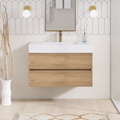 Meuble-lavabo mural simple 36 po avec surface solide 36 po