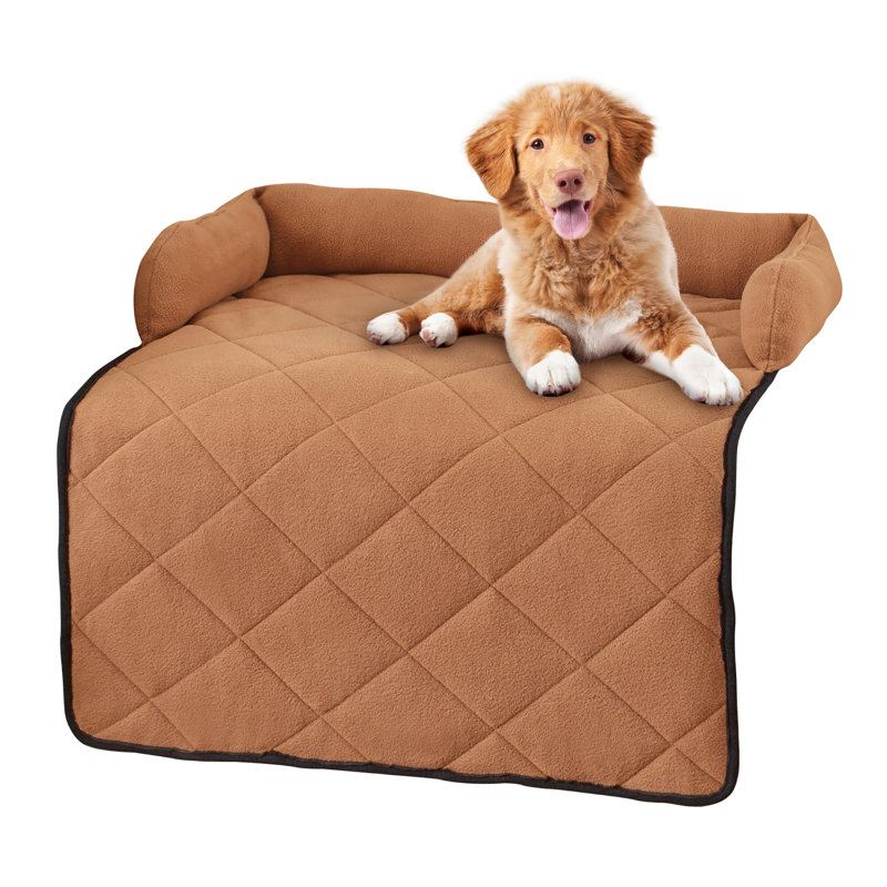 Soft Bolster Pet Bed Protective Couch Cover, Lin 100 % brun