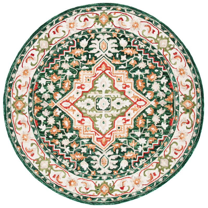 Inworth Hand Tufted Wool Southwestern Rug, Round 7'