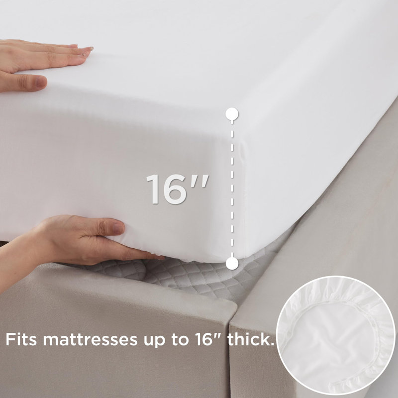 Bedsure Polyester & Rayon Derived from Bamboo Sheets, Queen Sheet Set with 2 Pillowcases, Off White