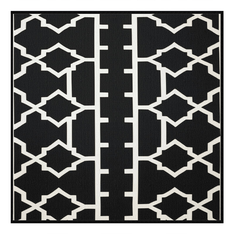 Tapis noir en treillis lavable à la machine, Carré 8 pi