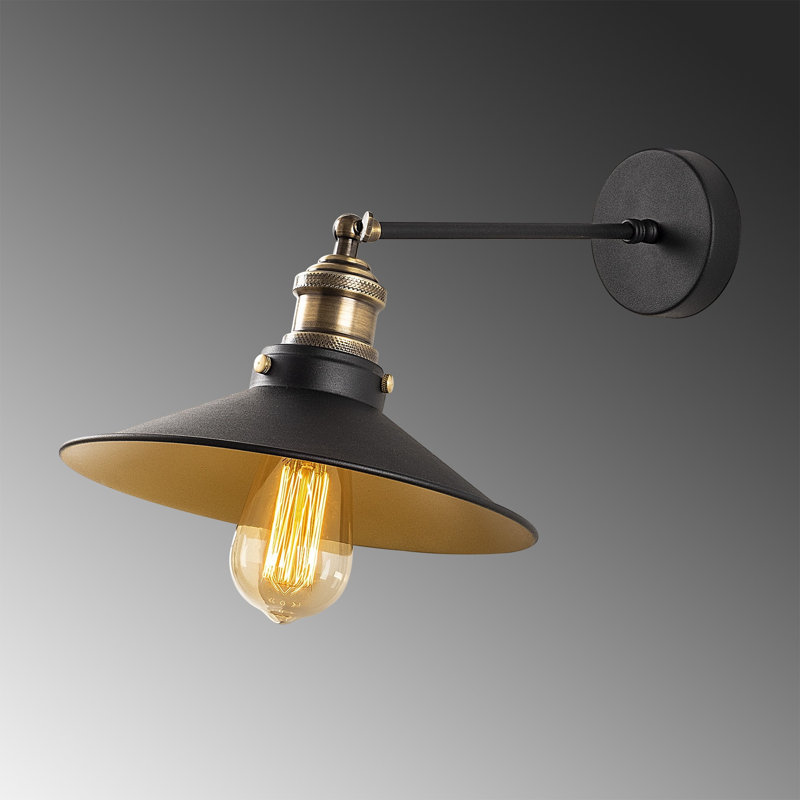 Lampe murale élégante, noire et dorée, 9,8 po x 15,7 po | Corps en fer durable, douille E27 (40 W maximum) | Design élégant et glamour, classé IP20 | Comprend les instructions d'installation et l'appareil de connexion, parfait pour un décor moderne