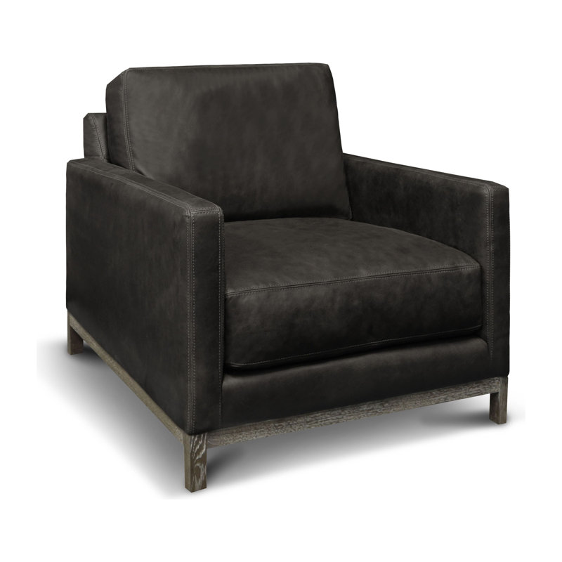 Monterrey Armchair Chair with Ottoman, Charcoal Genuine Leather