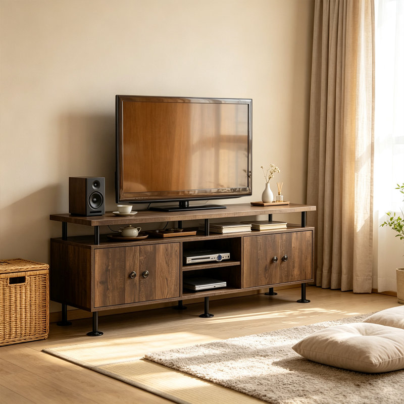 Meuble télé minimaliste moderne blanc de 60 pouces