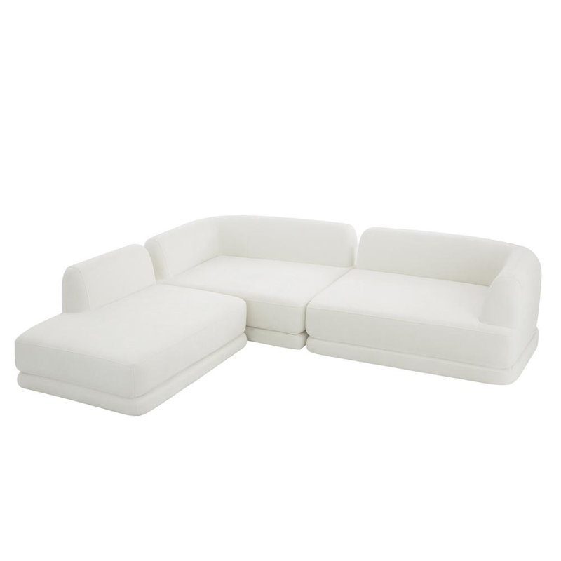 Canapé modulaire moderne en forme de L, Beige Polyester