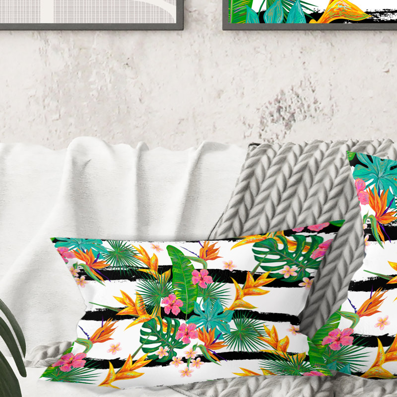 Coussin rétro imprimé tropicales II - Mid-Century
