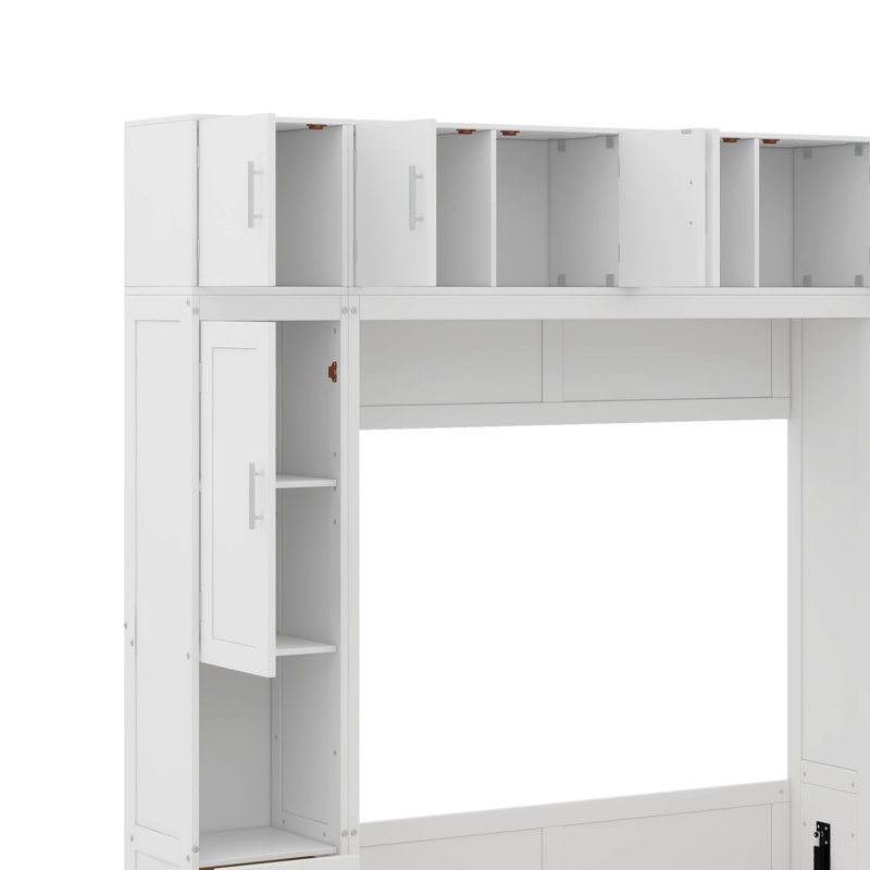 Lit escamotable simple avec casiers et armoires