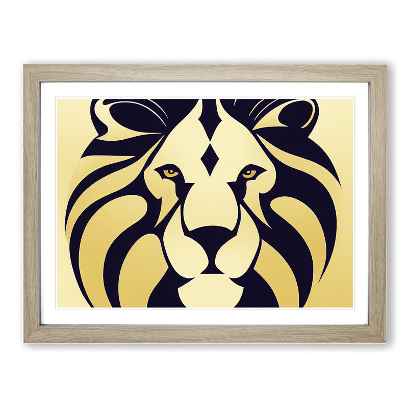 Lion Deco Vol.3 Abstract - Framed Print, 46cm H x 64cm W x 2cm D, Oak