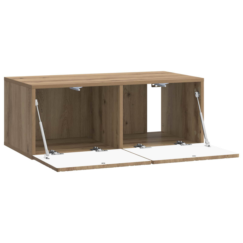 Unfinished TV Stand for TVs up to 28" with Fireplace Included, Artisan Oak, 11.81'' H x 38.58'' L x 12.2'' W