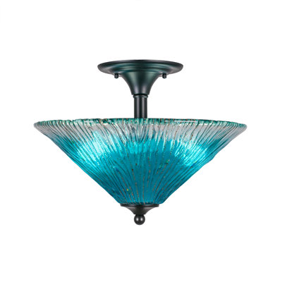 Semi-Flush 2 Bulbs With 16" Crystal Glass