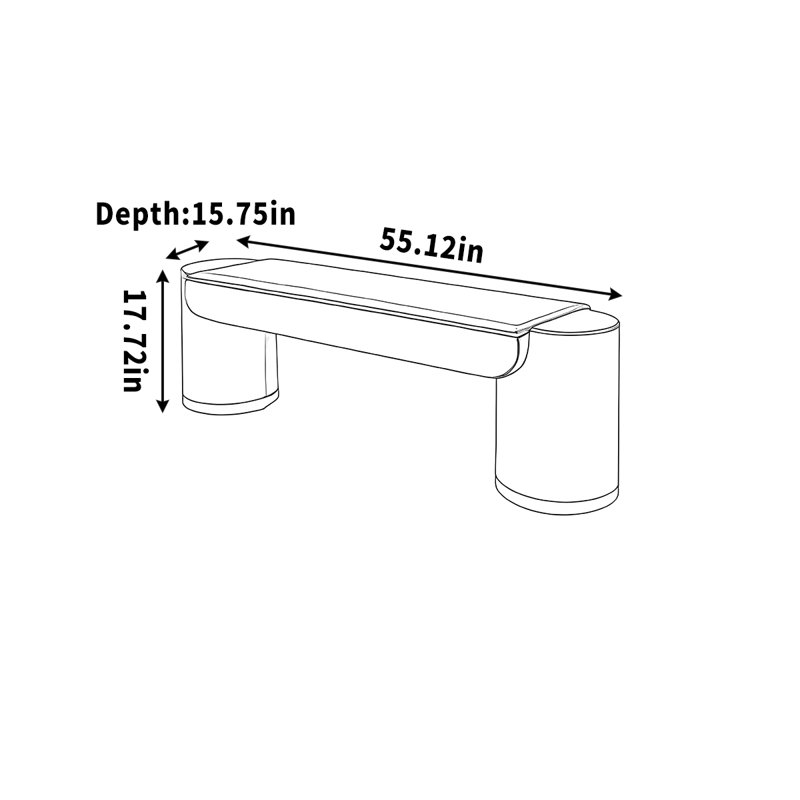 Simple long banc rembourré magasin de vêtements de repos, H 17,72 po x l 55,12 po x P 15,75 po
