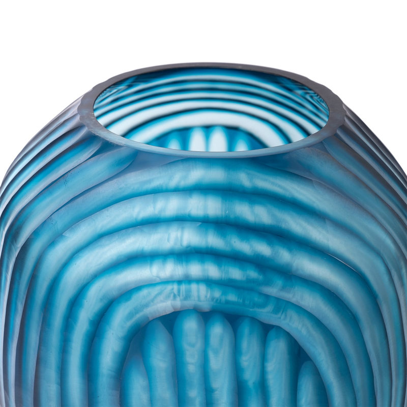 Circle Handmade Handblown Glass Table Vase, Frost Blue