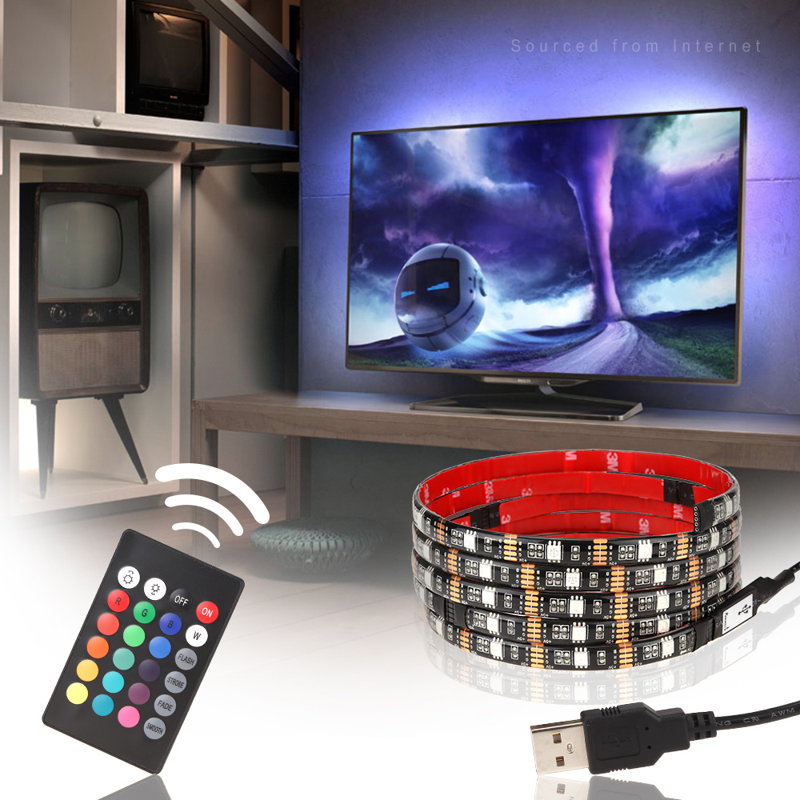 Led Rgb Tv Backlight Kit, Rf Remote Controller Strip Lights, Usb Powered 4 Modes 16 Colors Lighting