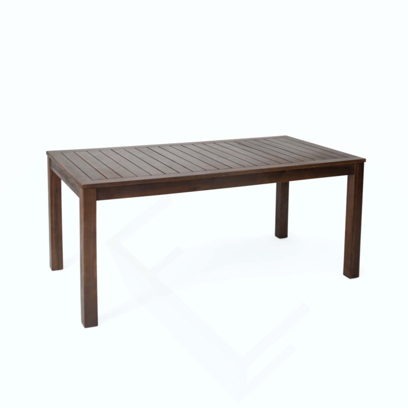 Table de salle à manger robuste en bois d'acacia, idéale pour les rassemblements en plein air et facile d'entretien.