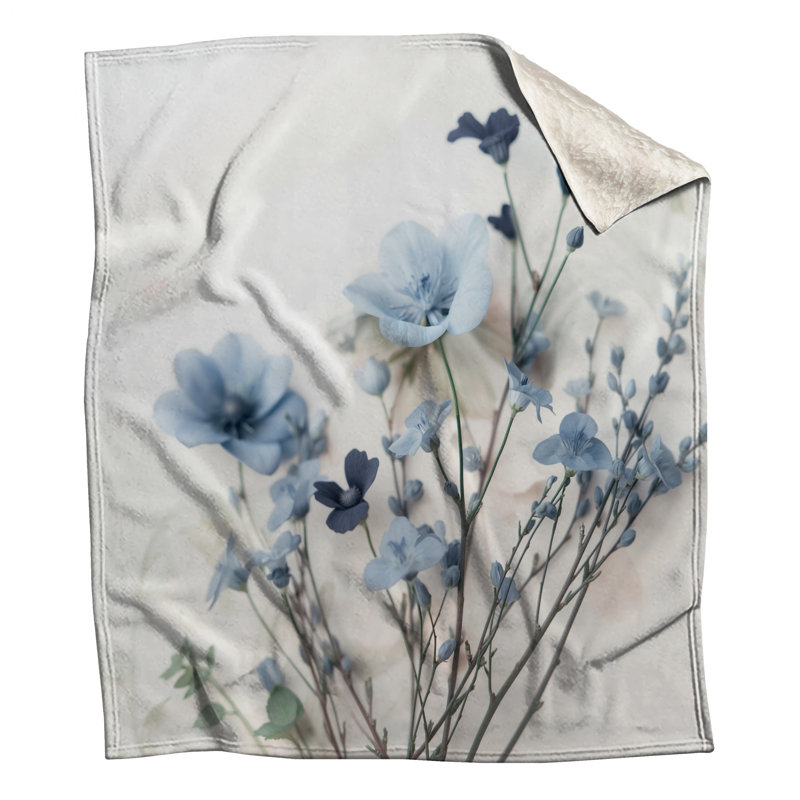 Couvertures délicates fleurs bleues, L 60 po x H 80 po