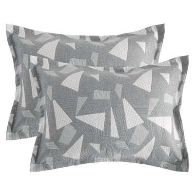 3 Layer Muslin Cotton Quilted Pillow Shams with Envelope Closure, 2 Pack 