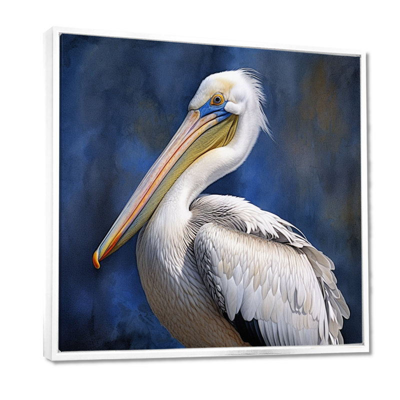«Majestic Pelican Seabird V», reproduction sur toile, H 24 po x l 24 po x P 1 po, Cadre flottant blanc