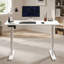 Bureau debout électrique de 55 po, structure à double poutre blanche, bureau à hauteur réglable