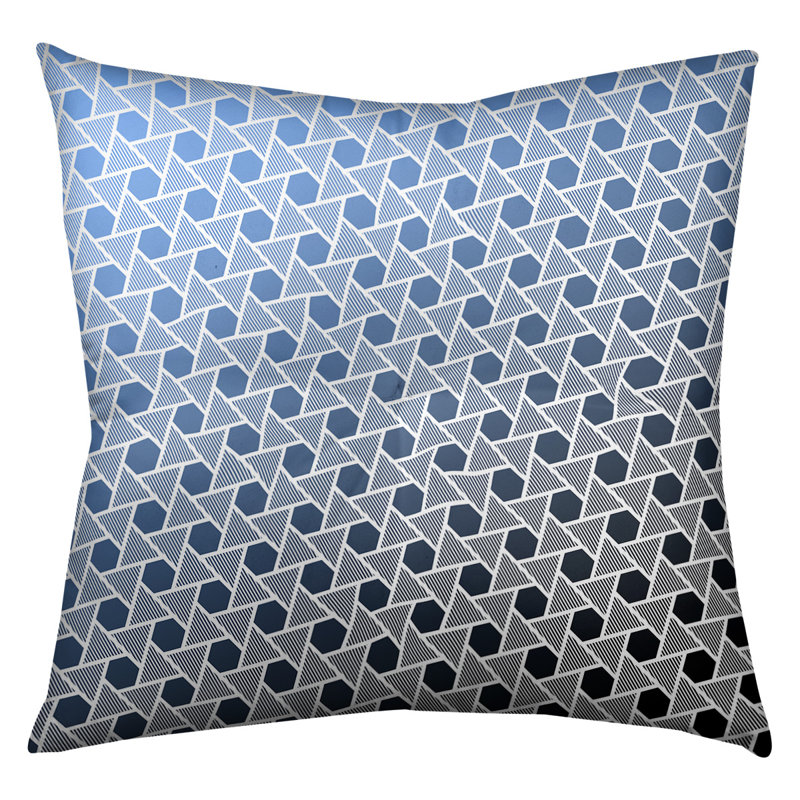 Coussin de plancher hexagonales et triangles, 26 po x 26 po, Noir / Bleu