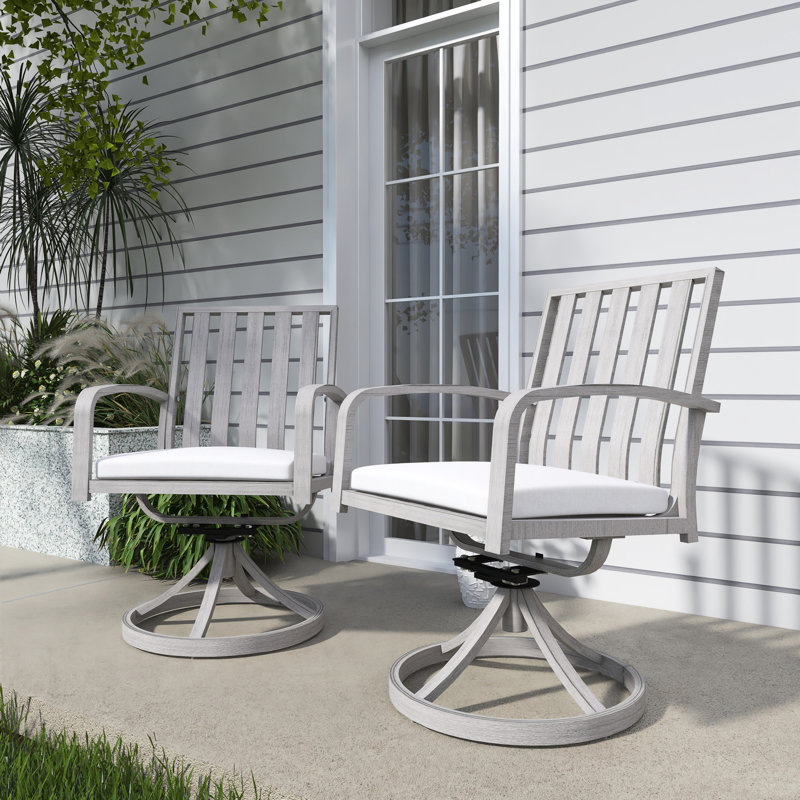 Ensemble de 2 chaises de salle à manger d'extérieur pivotantes avec coussin