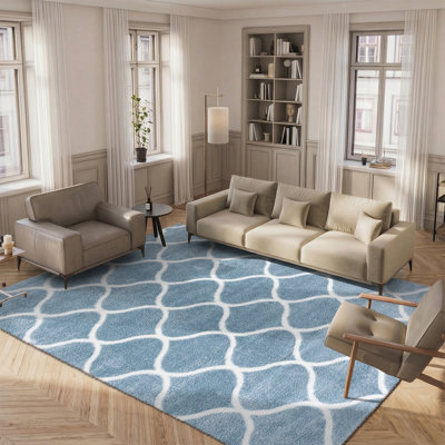 Tapis bleu / blanc Jailen