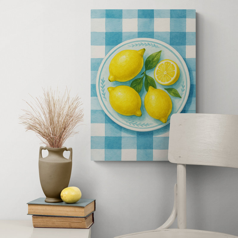 Lemon Painting Kitchen Wall Art - Canvas Framed Print, 117 cm H x 84 cm W