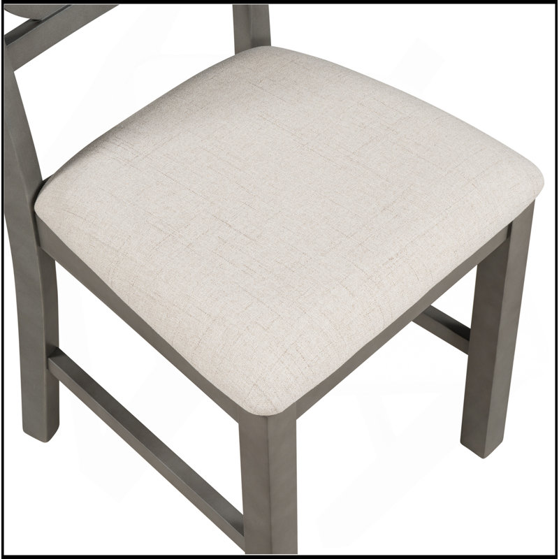5-Piece Round Dining Table And Chair Set With Special-Shaped Legs And An Exquisitely Designed Hollow Chair Back For Dining Room (Gray)