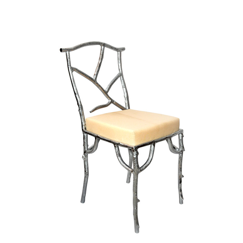 Chaise d'appoint rembourrée en acier inoxydable