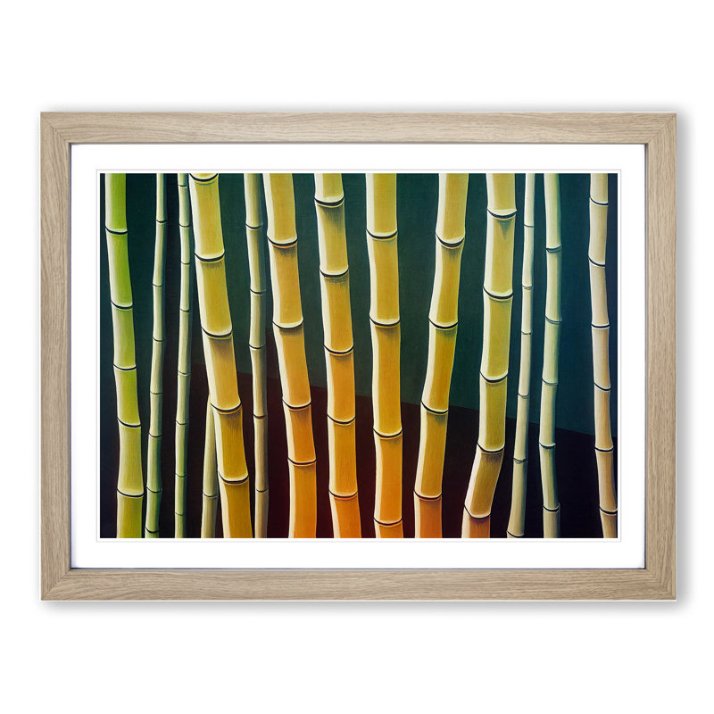 Fascinating Bamboo Forest - Single Picture Frame Print, 46cm H x 64cm W x 2cm D, Oak