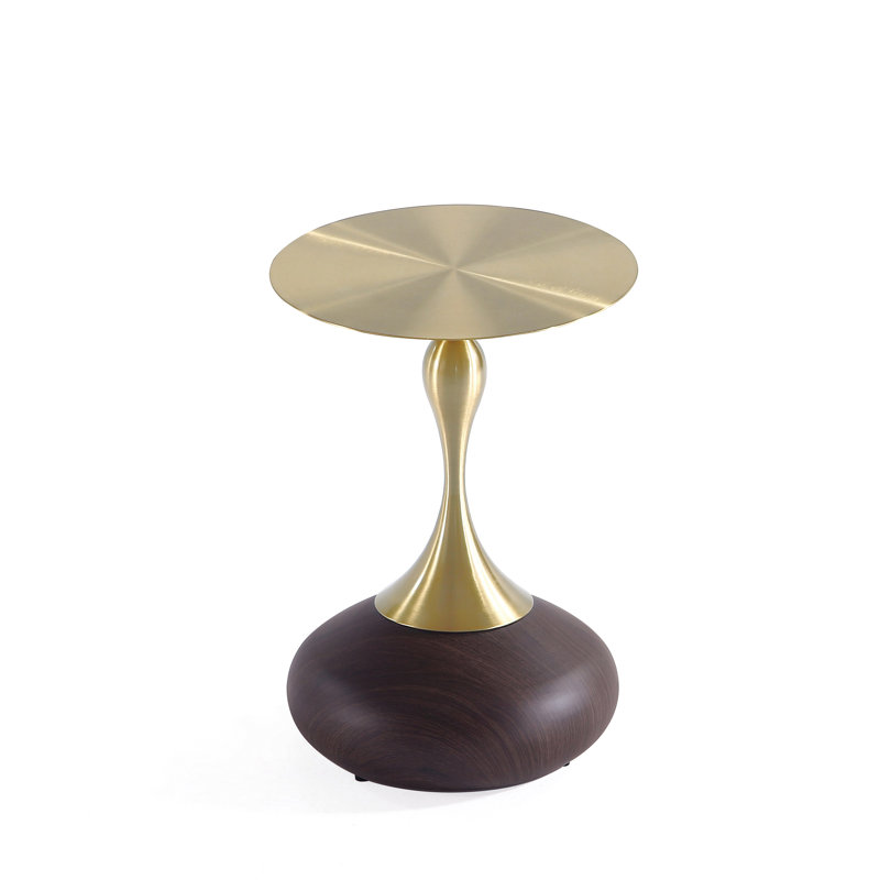 Table de bout moderne Patchin avec plateau en acier inoxydable brun et or Patchin