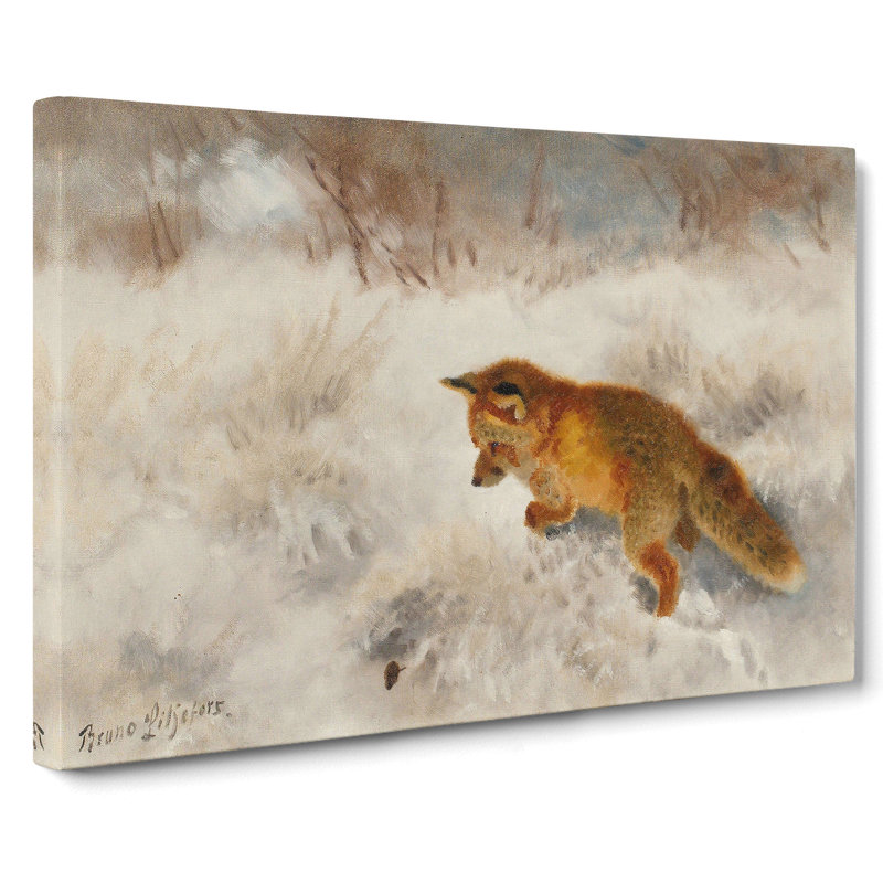 Fox In The Snow Vol.2 by Bruno Liljefors - Wrapped Canvas, 35cm H x 50cm W x 3cm D