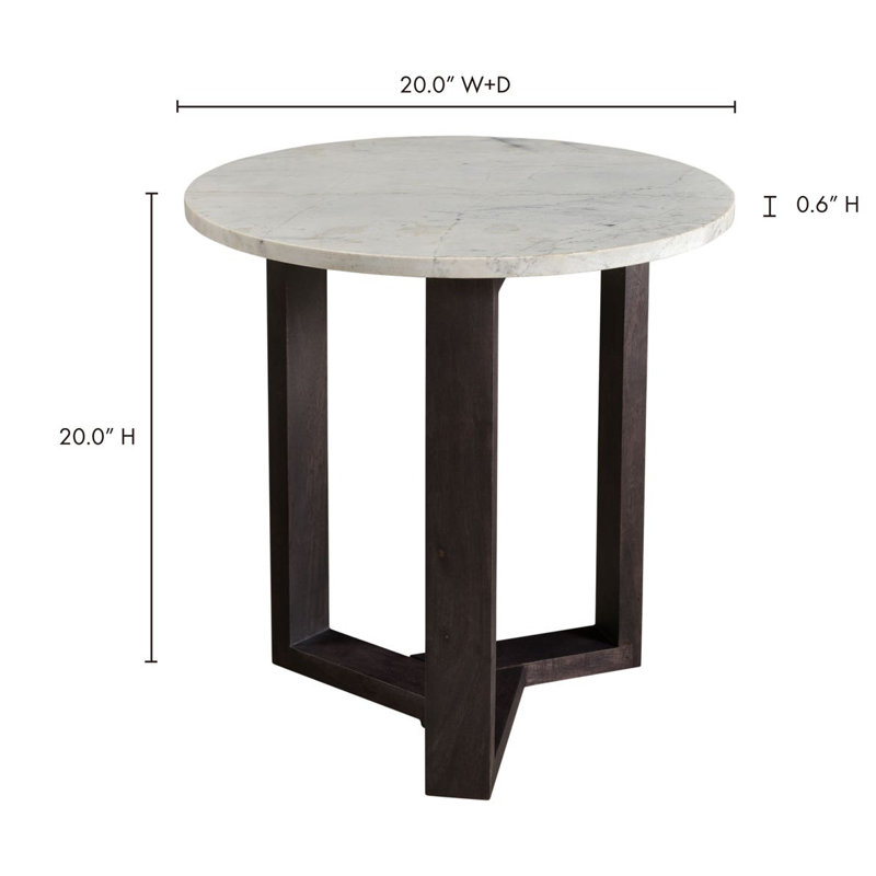 Hollins Marble Cross Legs End Table, Black