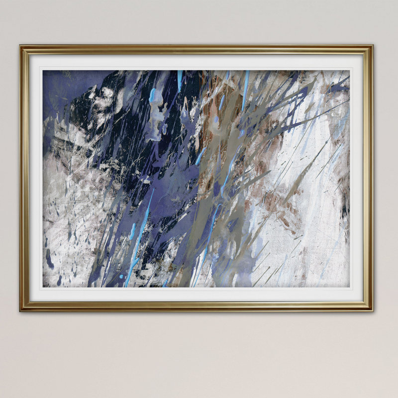 " Blue Noise I " Painting Print, Gold, 30" H x 40" W x 1.5" D
