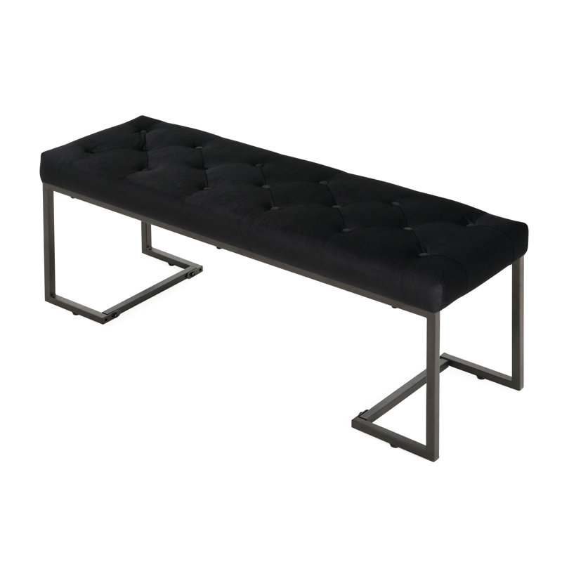 Banc rembourré capitonné, Noir
