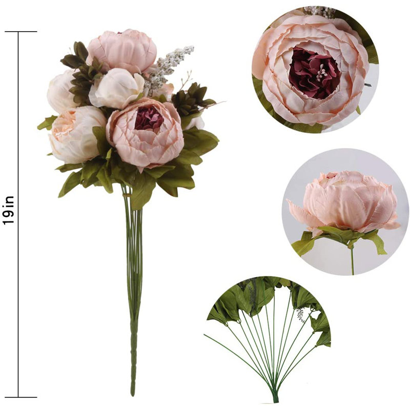 Bouquet de pivoines élégantes de 17 po , Beige