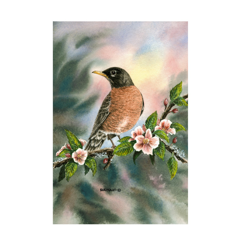 Art sur toile de Dave Bartholet Robin, H 12 po x l 19 po