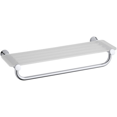 Porte-serviettes de salle de bain Kohler K-5677-CP Toobi Hotelier avec tablette, en métal, longueur de la barre à serviettes : 52,7 cm (20-3/4 po), fini chromé poli