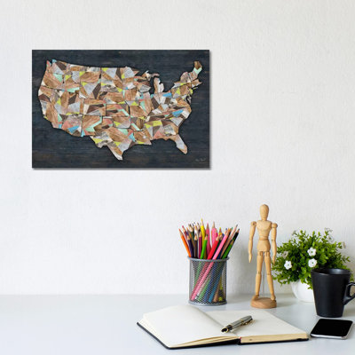 USA Geometry States Map by Diego Tirigall - Wrapped Canvas Gallery-Wrapped Canvas Giclée